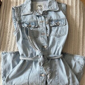 Zara Denim Blue Sleeveless Mini Dress